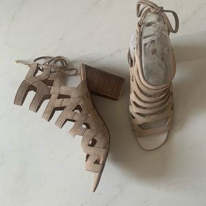 Franco Sarto Connie Block Heel Cage Sandal - NEW